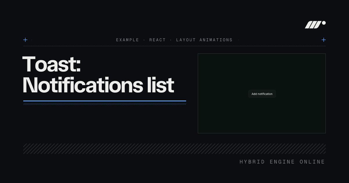 Toaster Notification Example Toast: Notifications list example for React | Motion